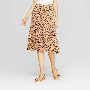 Leopard Print Maxi Skirt Pleated